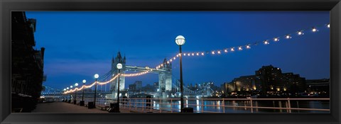 Framed Tower Bridge London England (Nighttime with Lights) Print