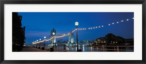 Framed Tower Bridge London England (Nighttime with Lights) Print