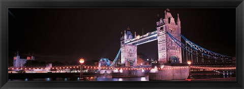 Framed Tower Bridge London England at Night Print