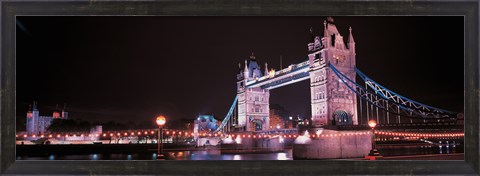 Framed Tower Bridge London England at Night Print
