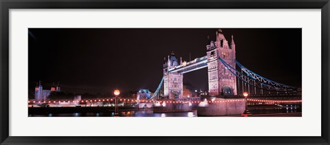 Framed Tower Bridge London England at Night Print