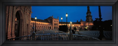 Framed Plaza Espana at Night, Seville Andalucia Spain Print