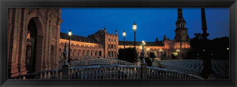 Framed Plaza Espana at Night, Seville Andalucia Spain Print