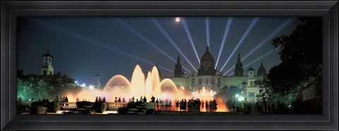 Framed Barcelona, Spain Lit Up at Night Print