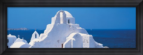 Framed Chruch Rooftops, Mykonos Greece Print