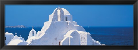 Framed Chruch Rooftops, Mykonos Greece Print