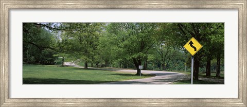 Framed Double bend sign in a park, Letchworth State Park, New York State, USA Print