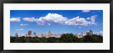 Framed Trees with row of buildings, Central Park, Manhattan, New York City, New York State, USA Print