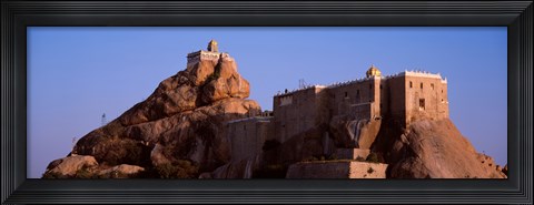 Framed Temple on cliff, Rockfort Ucchi Pillayar Temple, Tiruchirapalli, Tamil Nadu, India Print
