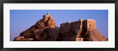 Framed Temple on cliff, Rockfort Ucchi Pillayar Temple, Tiruchirapalli, Tamil Nadu, India Print