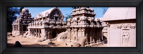 Framed Monuments in a temple, Panch Rathas, Mahabalipuram, Tamil Nadu, India Print