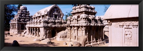 Framed Monuments in a temple, Panch Rathas, Mahabalipuram, Tamil Nadu, India Print