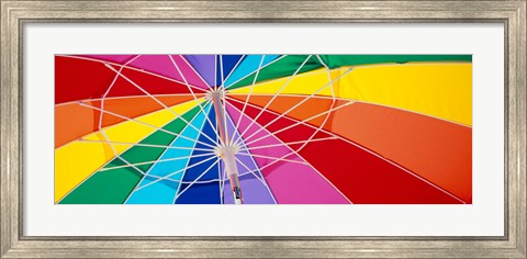 Framed Close-up of beach umbrella, Fort Desoto Park, Tierra Verde, Florida Print