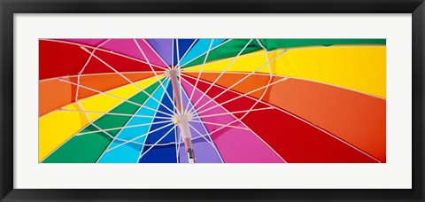 Framed Close-up of beach umbrella, Fort Desoto Park, Tierra Verde, Florida Print