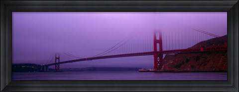 Framed Suspension bridge across the sea, Golden Gate Bridge, San Francisco, Marin County, California, USA Print