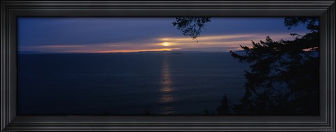 Framed Sunset over the sea, Strait of Juan de Fuca, Whidbey Island, Island County, Washington State, USA Print