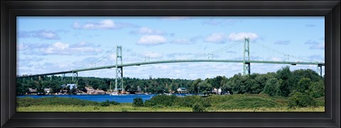 Framed Suspension bridge across a river, Thousand Islands Bridge, St. Lawrence River, New York State, USA Print