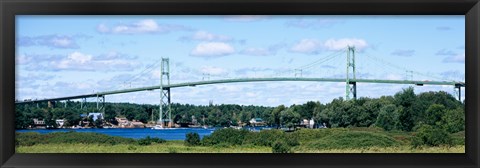 Framed Suspension bridge across a river, Thousand Islands Bridge, St. Lawrence River, New York State, USA Print