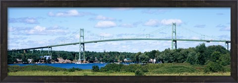 Framed Suspension bridge across a river, Thousand Islands Bridge, St. Lawrence River, New York State, USA Print