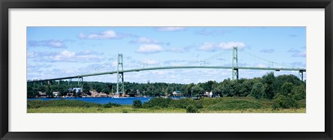 Framed Suspension bridge across a river, Thousand Islands Bridge, St. Lawrence River, New York State, USA Print