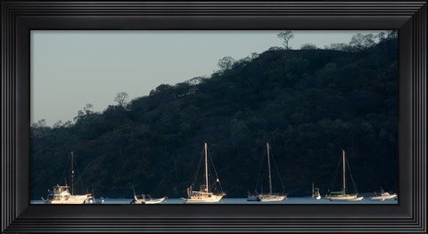 Framed Boats in the sea, Hermosa Beach, Costa Rica Print