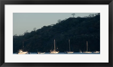 Framed Boats in the sea, Hermosa Beach, Costa Rica Print