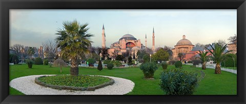 Framed Formal garden in front of a church, Aya Sofya, Istanbul, Turkey Print