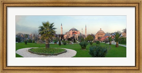 Framed Formal garden in front of a church, Aya Sofya, Istanbul, Turkey Print