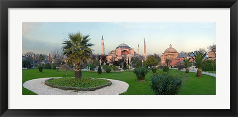 Framed Formal garden in front of a church, Aya Sofya, Istanbul, Turkey Print