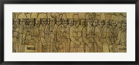 Framed Human representations carving on the wall, Monumento a la Patria, Merida, Yucatan, Mexico Print