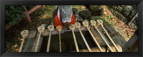 Framed Water ladles in a shrine, Fushimi Inari-Taisha, Fushimi Ward, Kyoto, Kyoto Prefecture, Kinki Region, Honshu, Japan Print