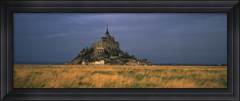 Framed Castle on a hill, Mont Saint-Michel, Manche, Normandy, France Print