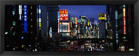 Framed Buildings lit up at night, Shinjuku Ward, Tokyo Prefecture, Kanto Region, Japan Print