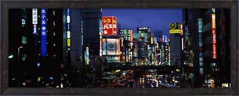 Framed Buildings lit up at night, Shinjuku Ward, Tokyo Prefecture, Kanto Region, Japan Print