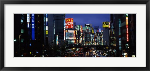 Framed Buildings lit up at night, Shinjuku Ward, Tokyo Prefecture, Kanto Region, Japan Print