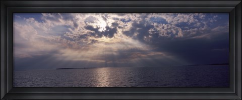 Framed Sunset over the sea, Gulf Of Mexico, Cedar Key, Levy County, Florida, USA Print
