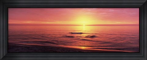 Framed Sunset over the sea, Venice Beach, Sarasota, Florida, USA Print
