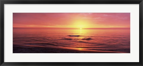 Framed Sunset over the sea, Venice Beach, Sarasota, Florida, USA Print