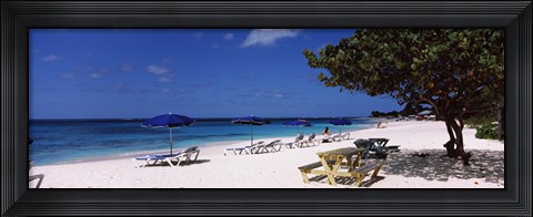 Framed Beach chairs on the beach, Shoal Bay Beach, Anguilla Print