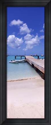 Framed Boats moored at a pier, Sandy Ground, Anguilla Print