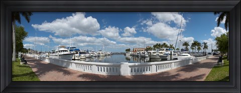 Framed Park at the riverside, Twin Dolphin Marina, Manatee River, Bradenton, Manatee County, Florida Print
