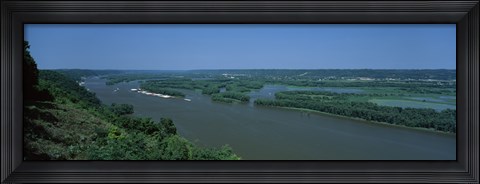 Framed River flowing through a landscape, Mississippi River, Marquette, Prairie Du Chien, Wisconsin-Iowa, USA Print