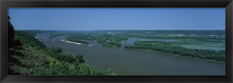 Framed River flowing through a landscape, Mississippi River, Marquette, Prairie Du Chien, Wisconsin-Iowa, USA Print