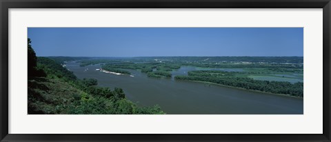 Framed River flowing through a landscape, Mississippi River, Marquette, Prairie Du Chien, Wisconsin-Iowa, USA Print