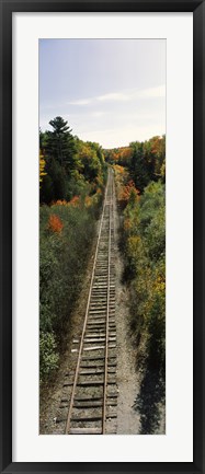 Framed Railroad tracks along Route 1A between Ellsworth and Bangor, Maine, USA Print