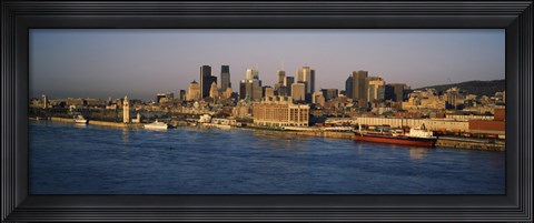 Framed Harbor with the city skyline, Montreal, Quebec, Canada Print