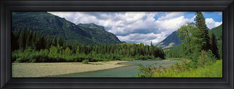 Framed Creek along mountains, McDonald Creek, US Glacier National Park, Montana, USA Print