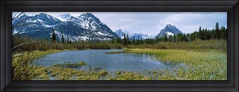 Framed Lake with mountains in the background, US Glacier National Park, Montana, USA Print