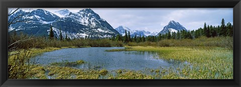 Framed Lake with mountains in the background, US Glacier National Park, Montana, USA Print