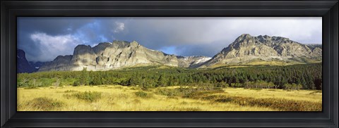 Framed Clouds over mountains, Many Glacier valley, US Glacier National Park, Montana, USA Print